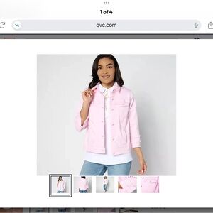 Belle by Kim Gravel Triple Luxe Jean Jacket, 3/4 sleeve, Pale Dogwood (Pink) L